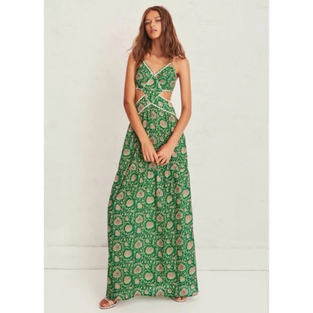 ba&sh green cut out dress | Dresses | Bash Paloma Cutout Maxi In Print Wasta dress